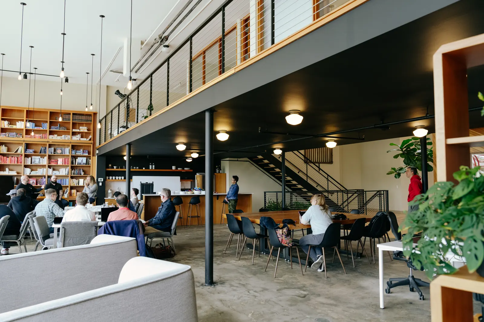 A full house on Basecamp's main floor beneath the mezzanine